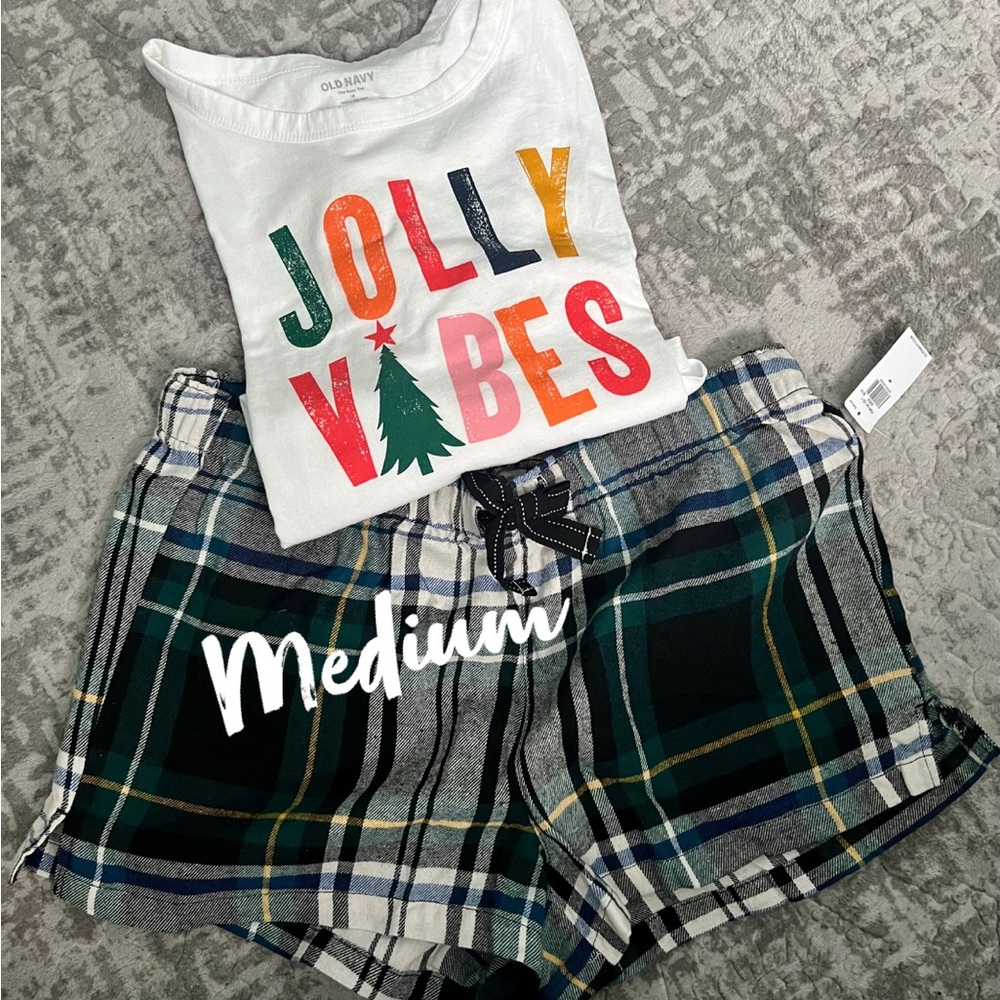 Old Navy Pajama Plaid Shorts Set